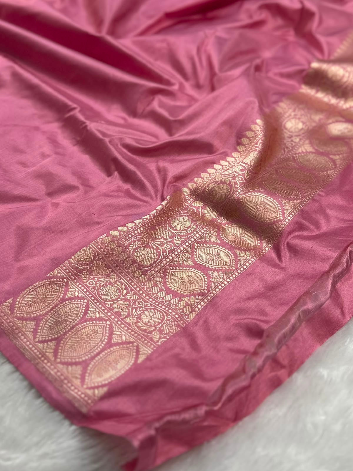 Baby Pink Pure Katan Kadua Banarasi Saree