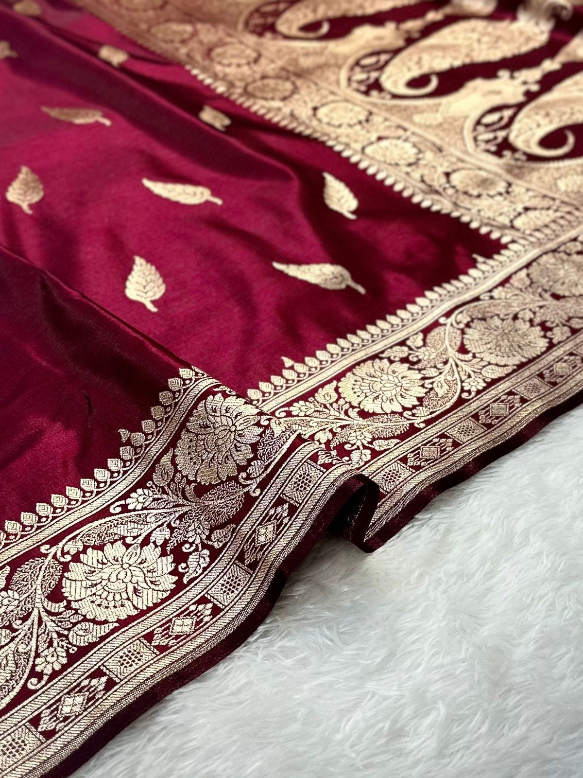 Maroon Booti Satin Silk Saree