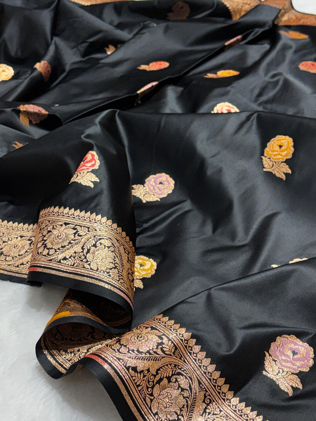 Rose Meena Buta Mashru Silk Banarasi Saree