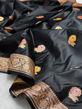 Rose Meena Buta Mashru Silk Banarasi Saree