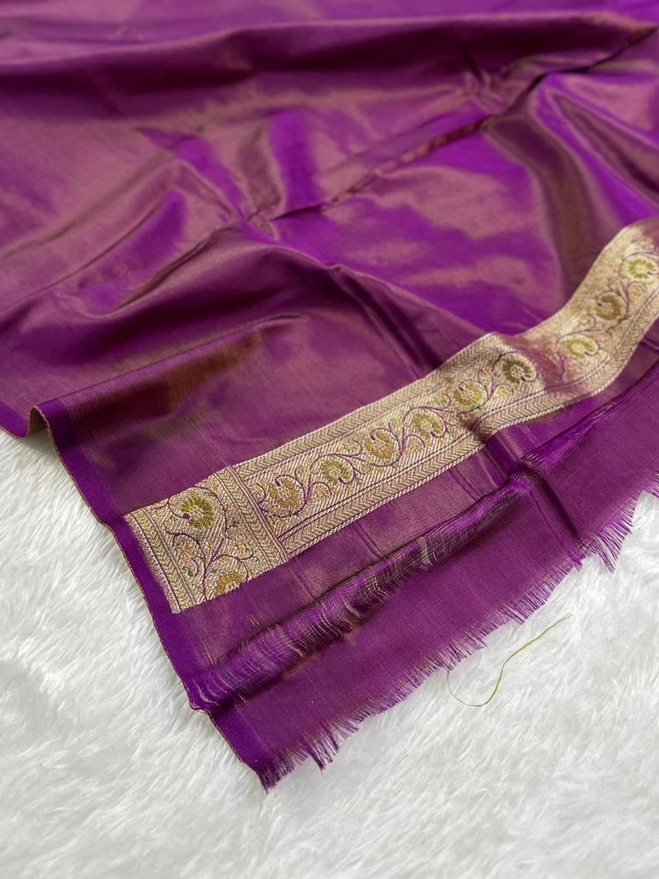 Jamawar Pattern Meenedar Buti Satin Katan Silk Banarasi Saree