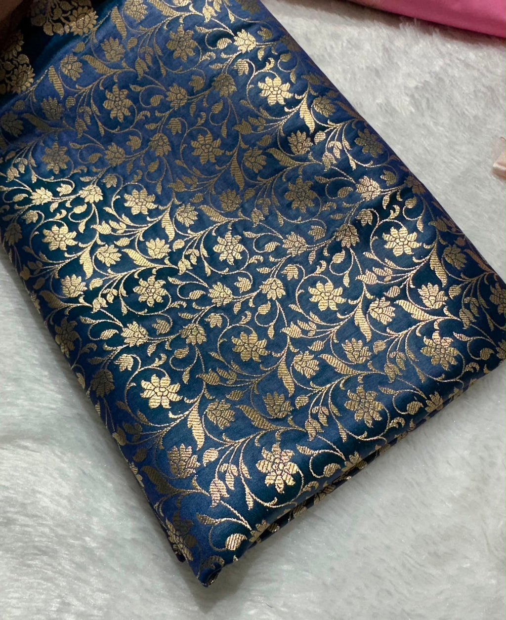 Mashru Banarasi Silk Saree in Blue Floral Brocade