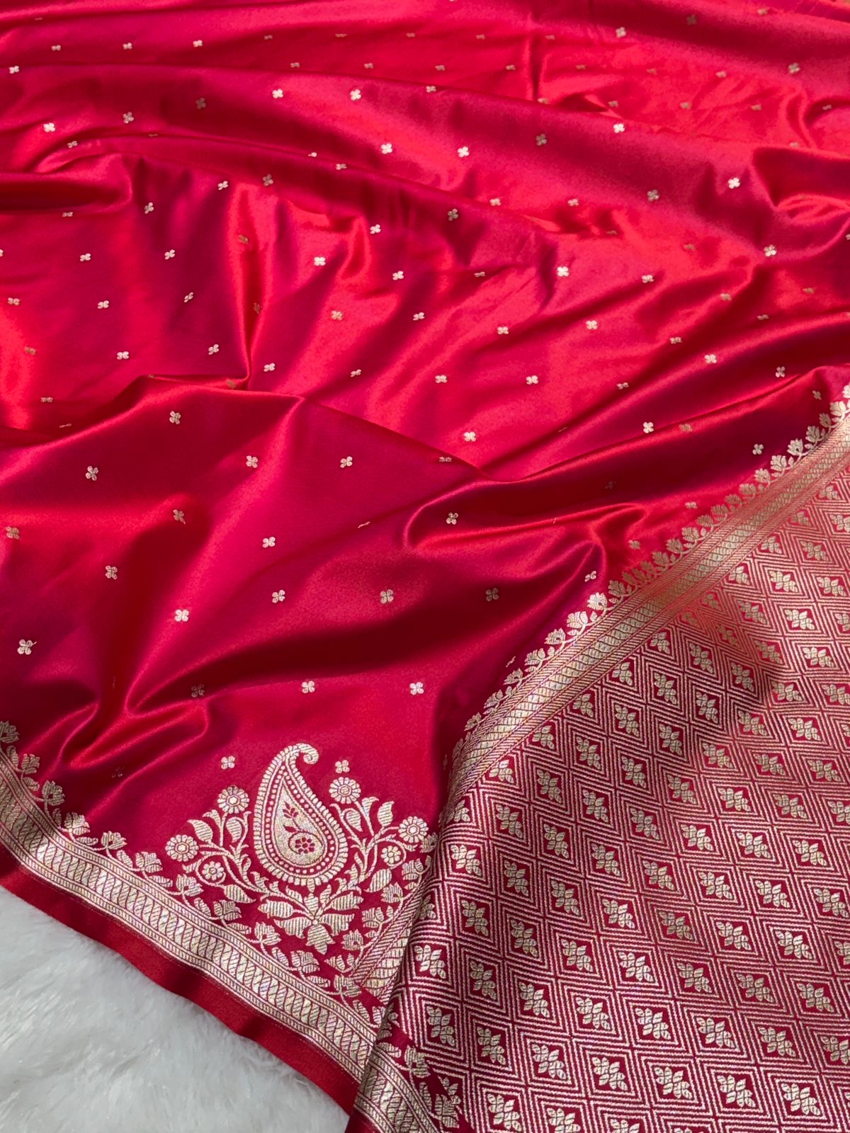 Bridal Red Mashru Silk Banarasi Saree