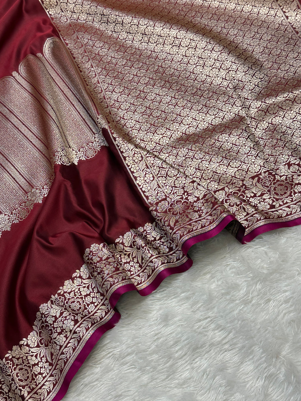 Maroon Color Mashru Silk Banarasi Saree