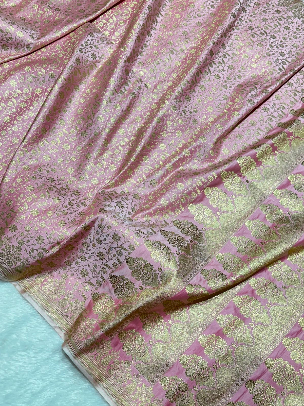 Peach Mashru Silk Banarasi Saree