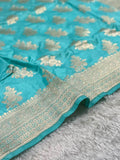 Aqua Blue Pure Katan Silk Banarasi Saree