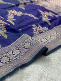 Dual Shade Pure Katan Silk Kadua Weave Banarasi Saree with Menakari Jaal Pattern