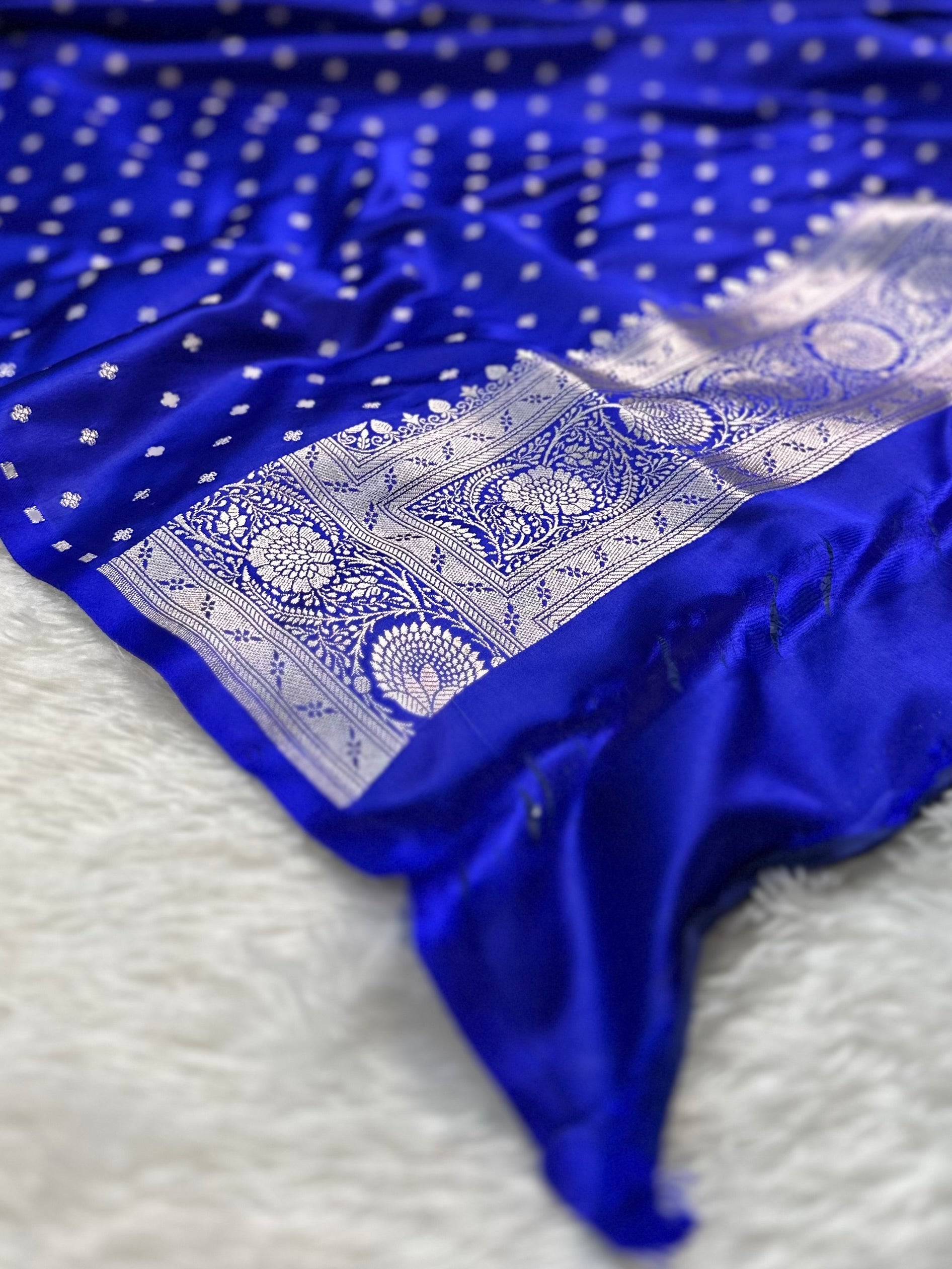 Royal Blue Mashru Silk Banarasi Saree