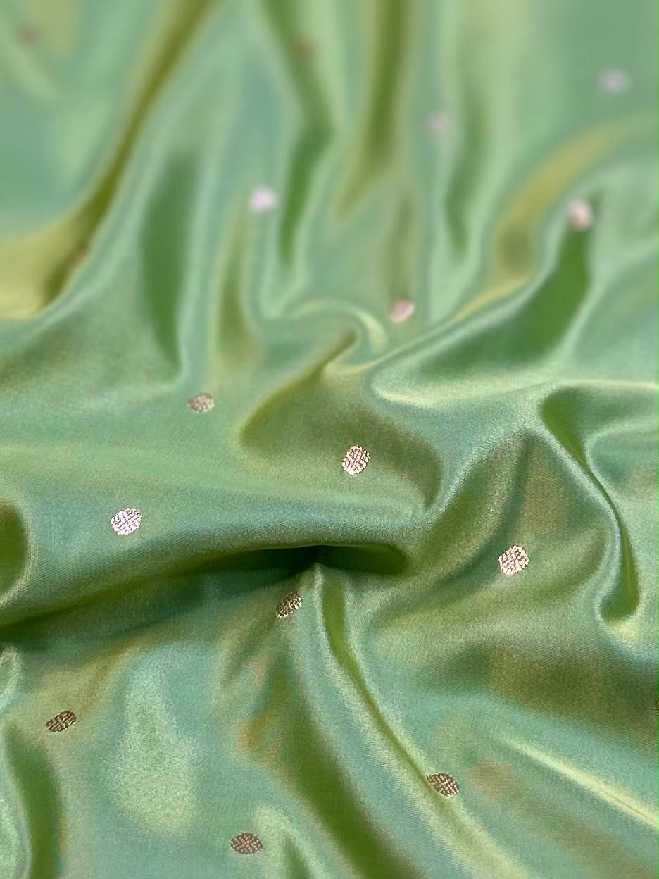 Sage Green Mashru Silk Banarasi Saree