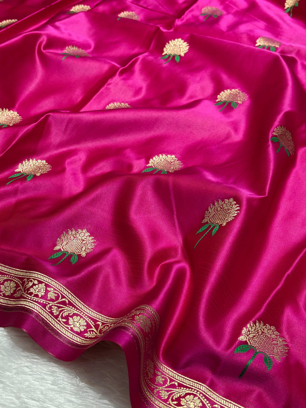 Rani Pink Mashru Silk Banarasi Meena Buta Saree