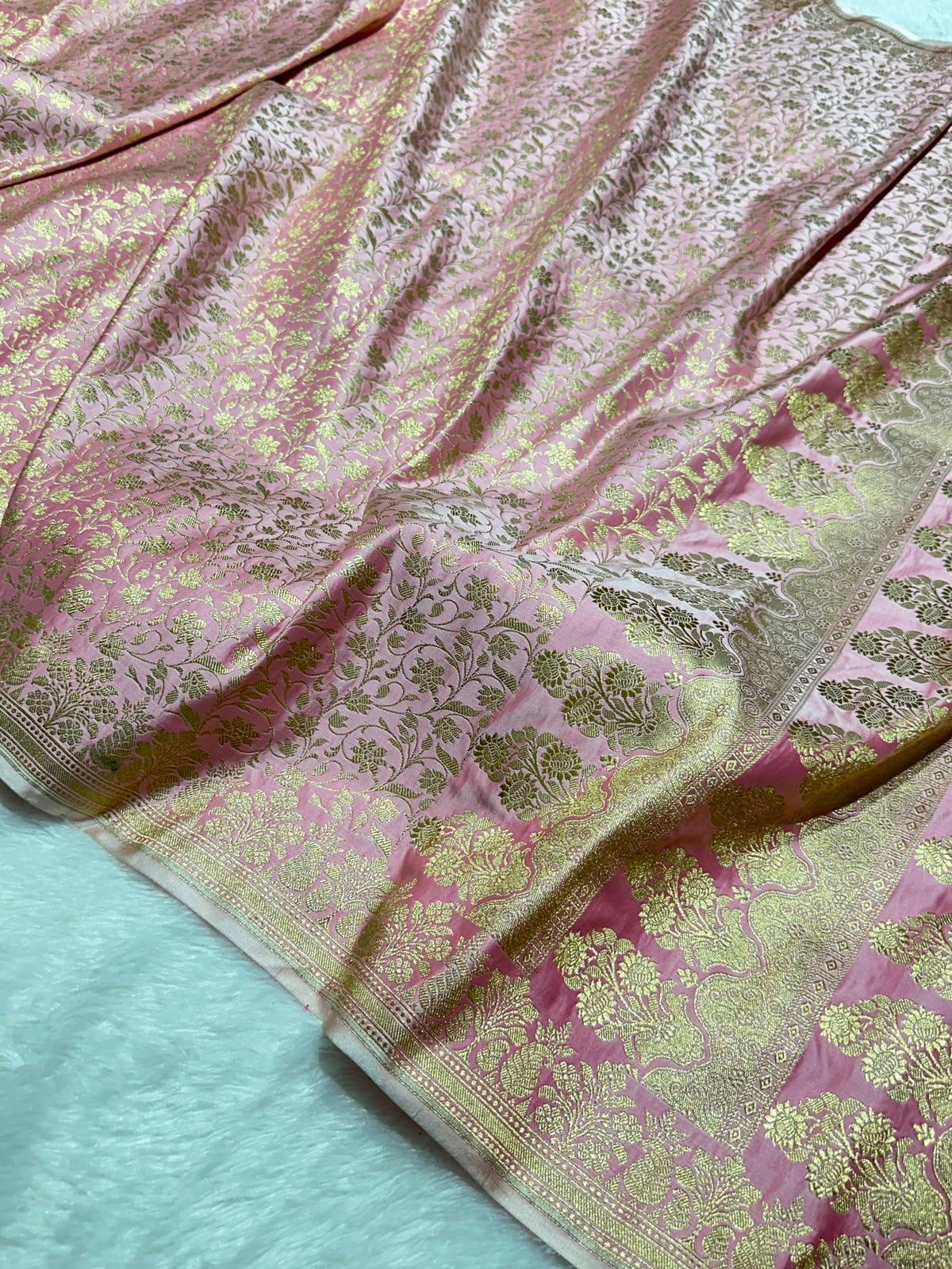 Peach Mashru Silk Banarasi Saree
