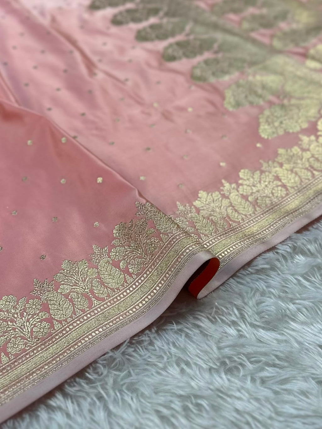 Dusty Pink Mashru Silk Banarasi Saree