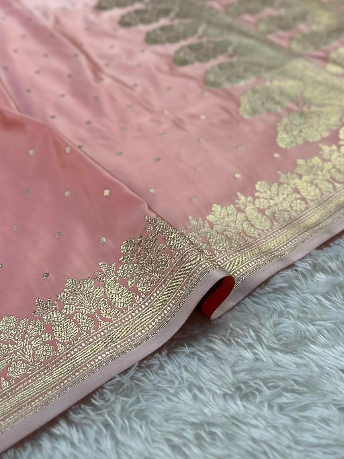 Dusty Pink Mashru Silk Banarasi Saree