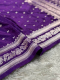 Purple Buti Mashru Silk Banarasi Saree