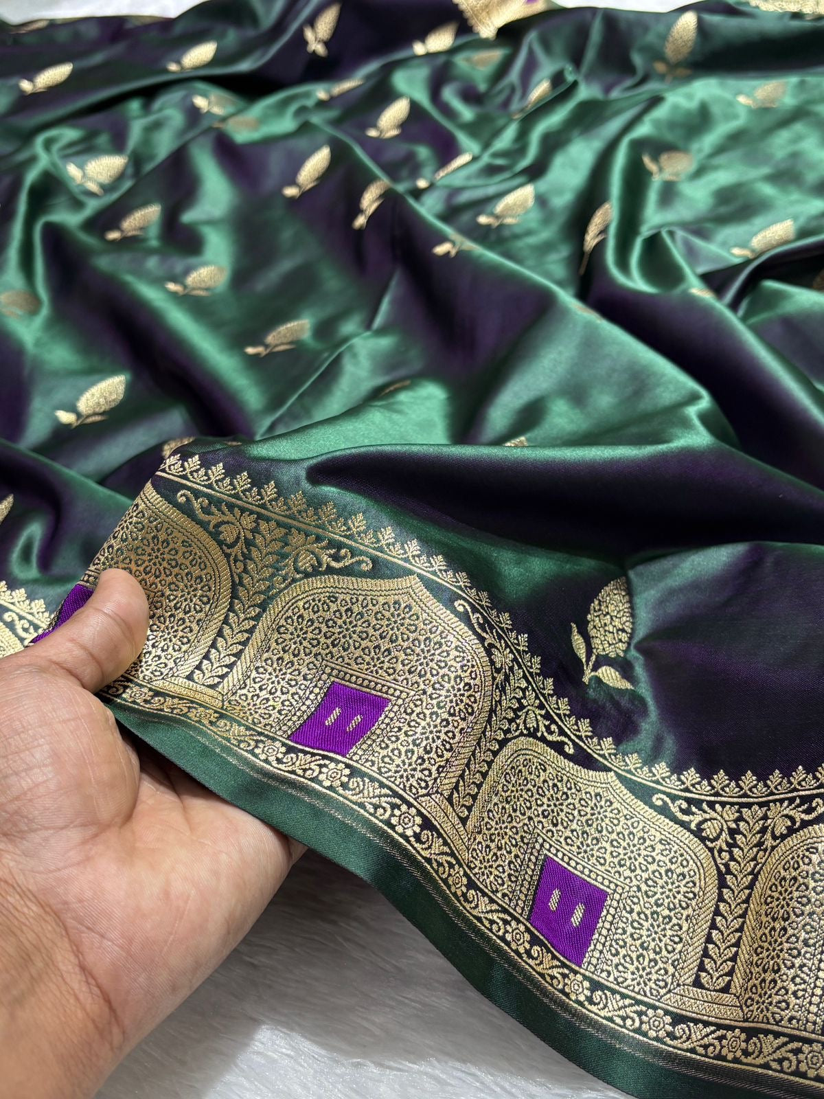 Mashru Banarasi Silk Saree in Buta with Meena Border