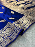 Royal   Blue   Booti   Satin   Silk   Saree