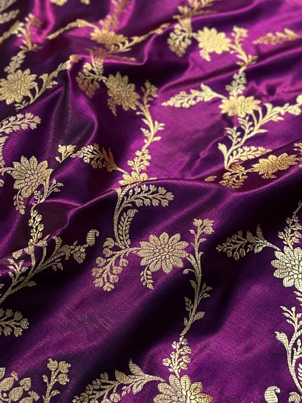 Bridal Wine Satin Silk Jaal Pattern