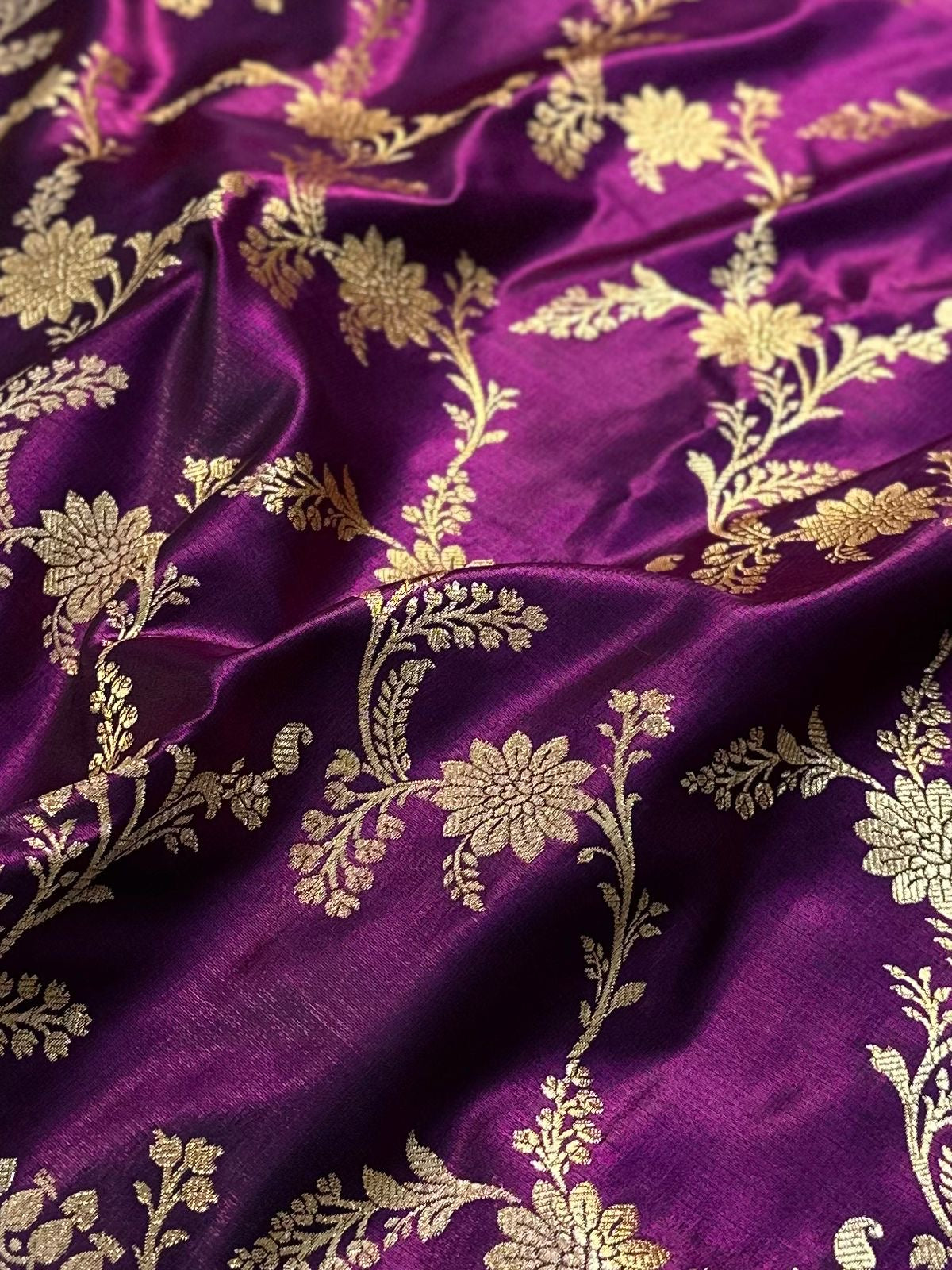 Bridal Wine Satin Silk Jaal Pattern