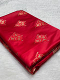 Bridal Red with Gold and Red floral patterns Mashru SIlk Banarasi Saree