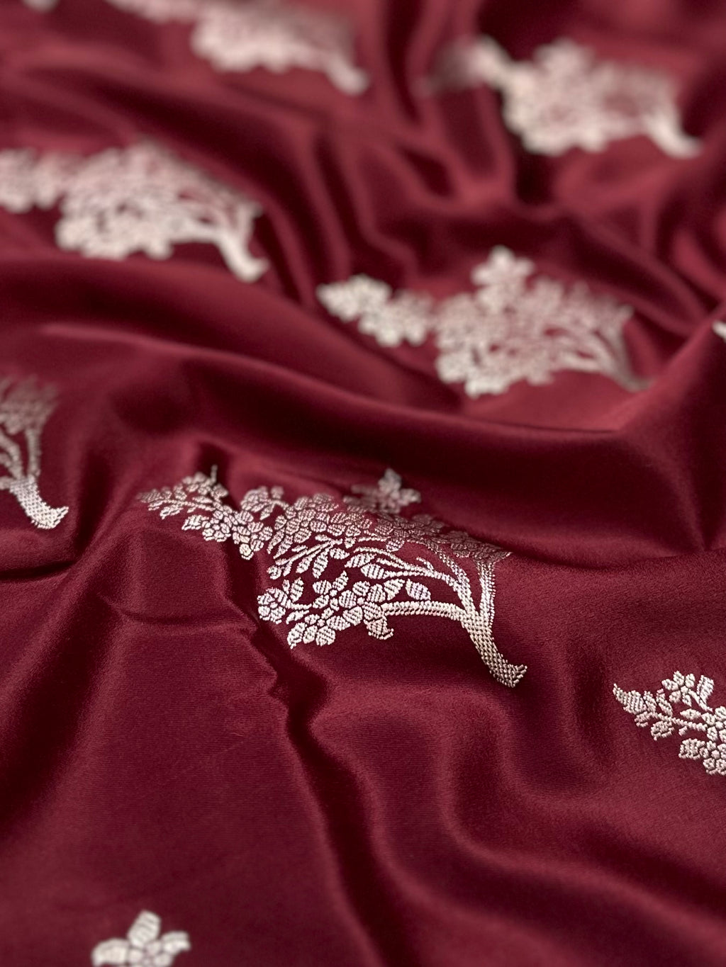 Maroon Buta Mashru Silk Banarasi Saree