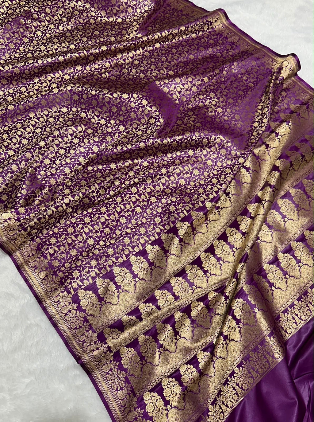 Mashru Banarasi Silk Saree in Purple Floral Brocade