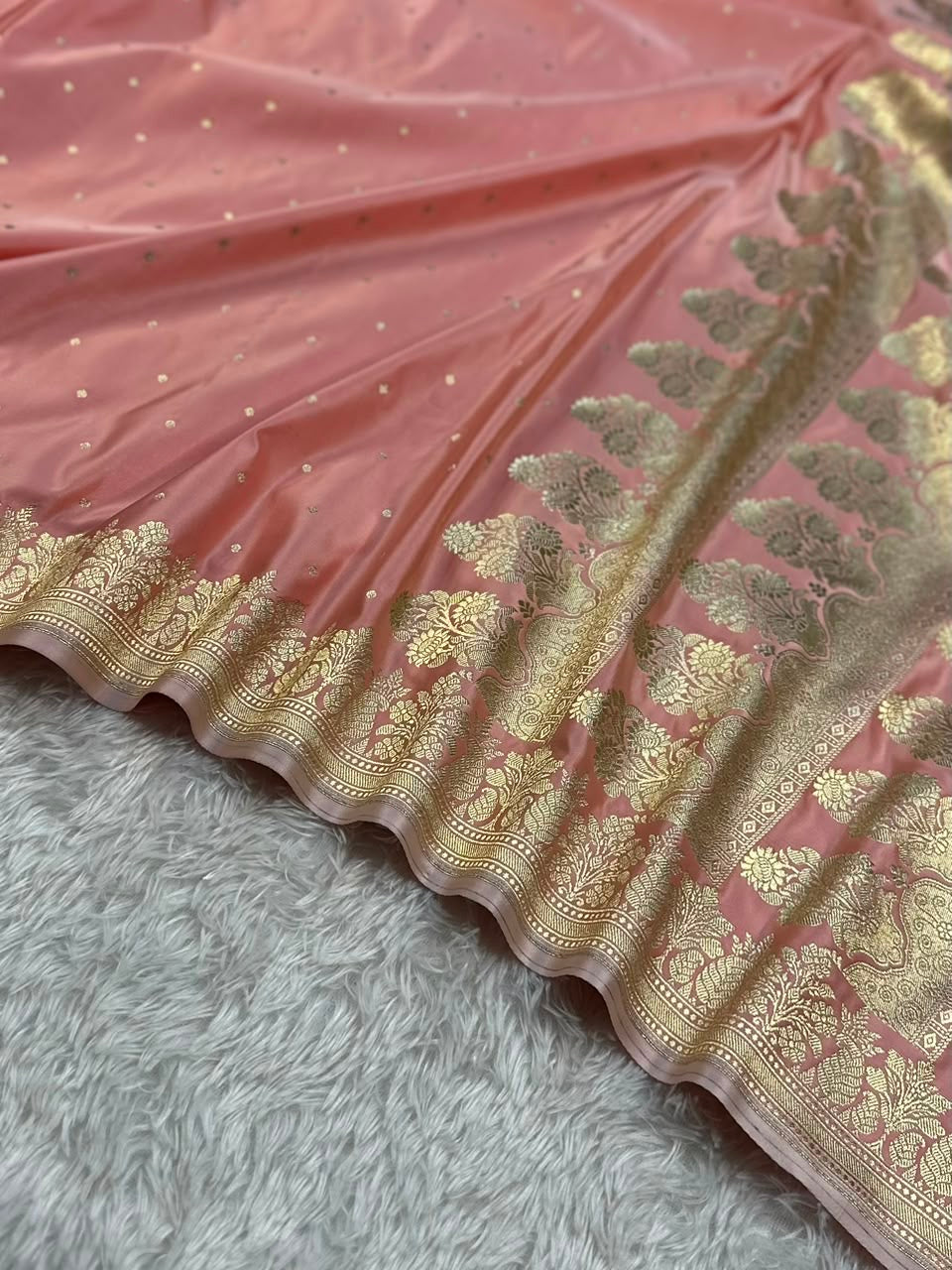 Dusty Pink Mashru Silk Banarasi Saree