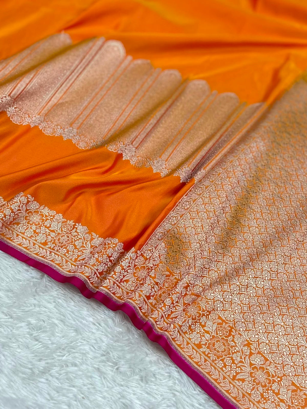Mustard Yellow Mashru Silk In Mehrab Body