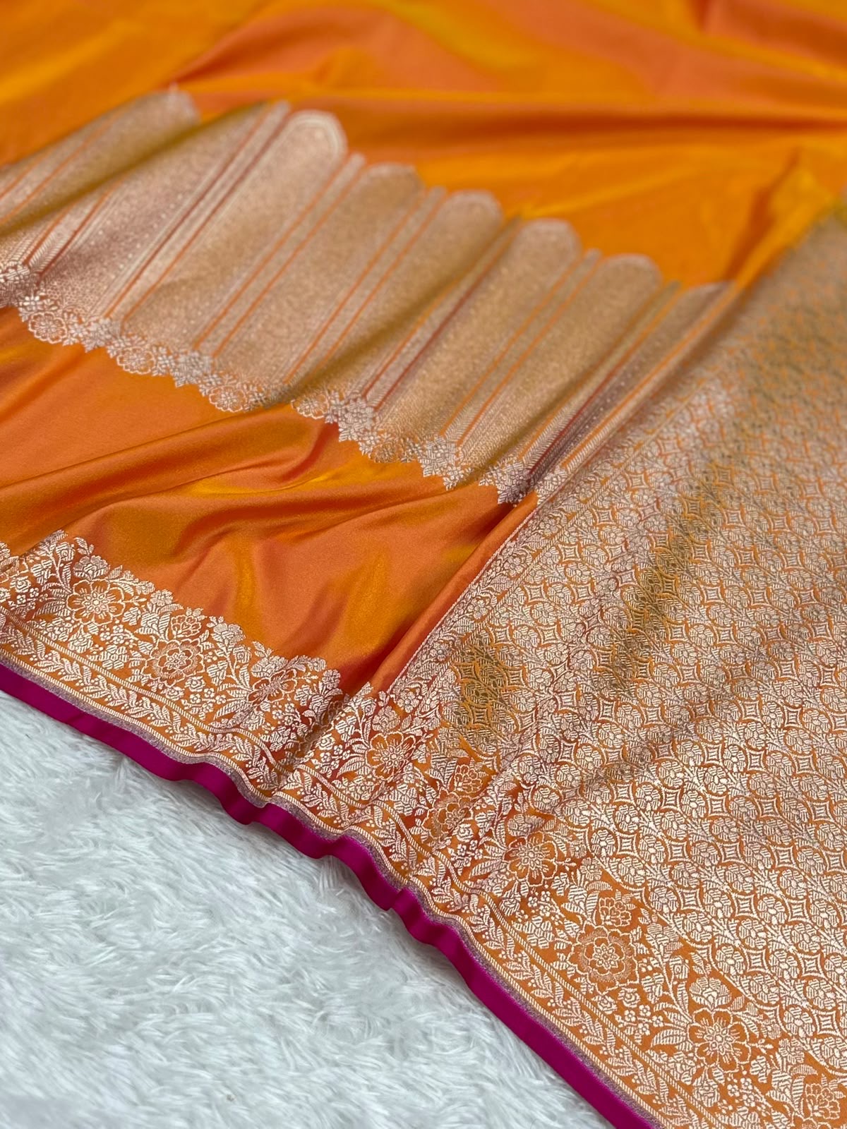 Mustard Yellow Mashru Silk In Mehrab Body