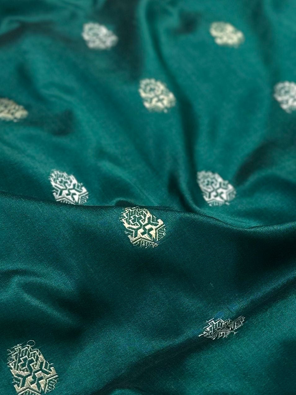 Teal Green Handwoven Pure katan kadua Sona Rupa Banarasi Silk Saree