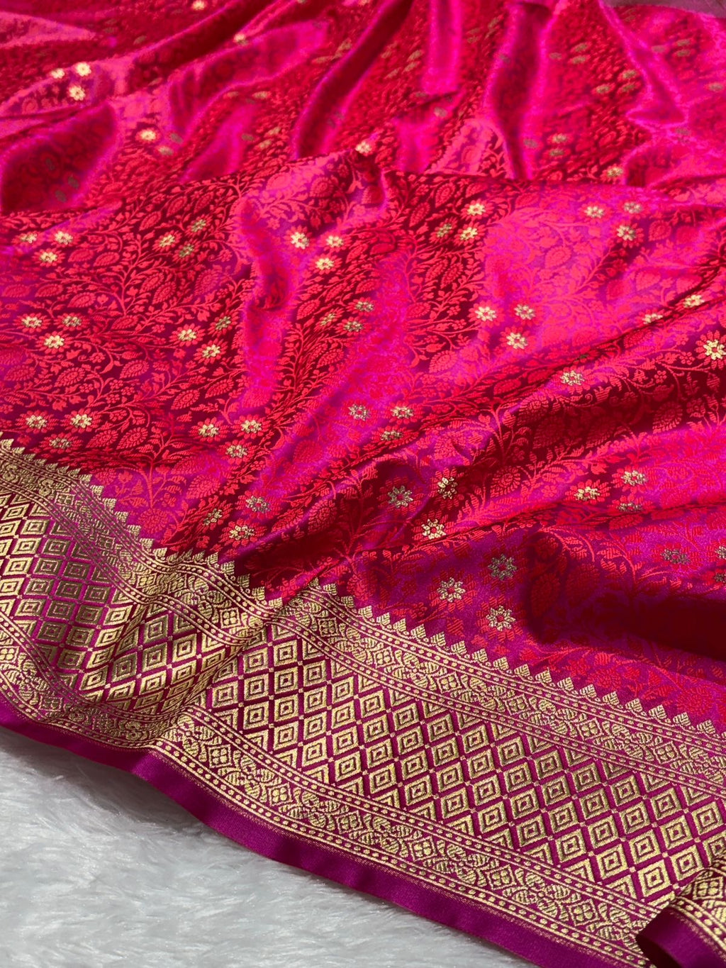 Pink Shades Tanchui Motif Mashru Silk Saree