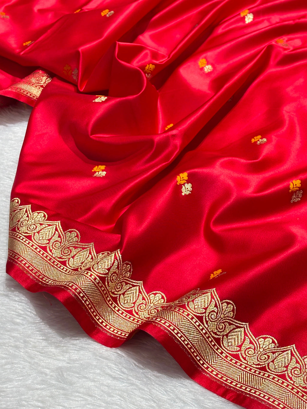 Bright Red Bridal Mashru Silk Banarasi Saree