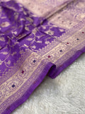 Purple Pure Banarasi Silk Saree – Meenakari Jaal | Authentic Banaras
