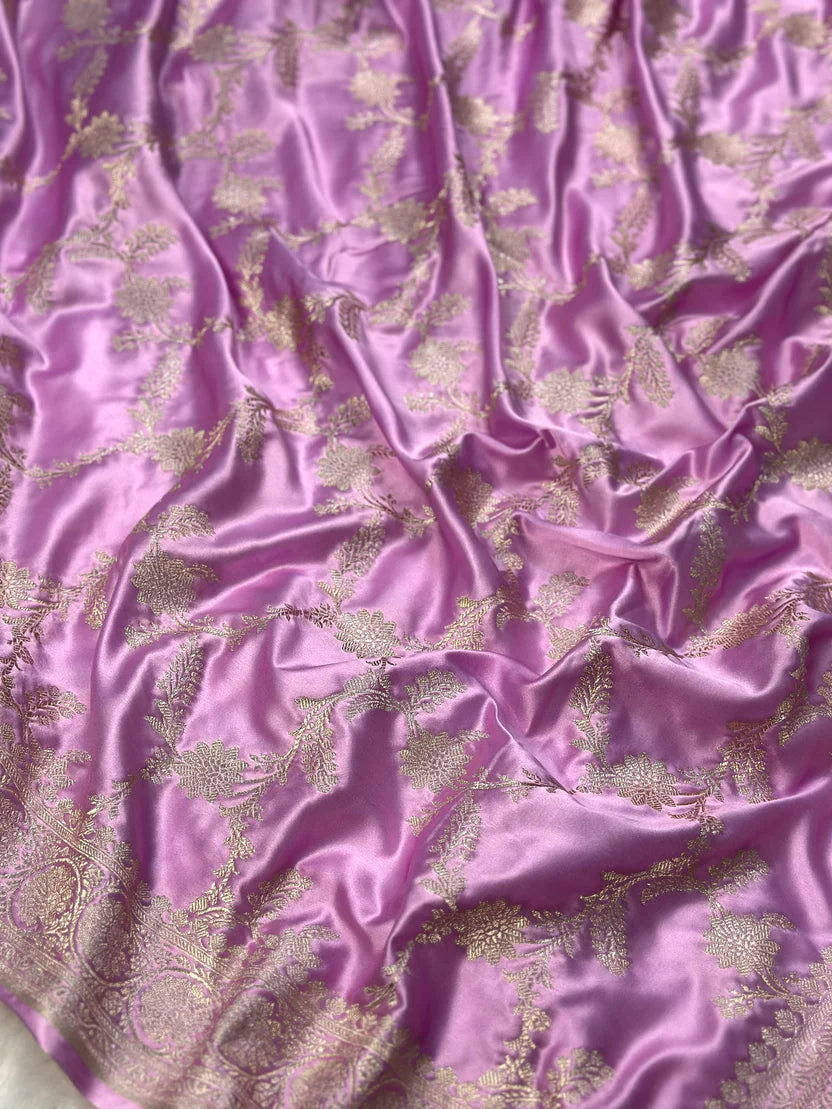 Lavender Mashru Silk Saree in Jaal Pattern
