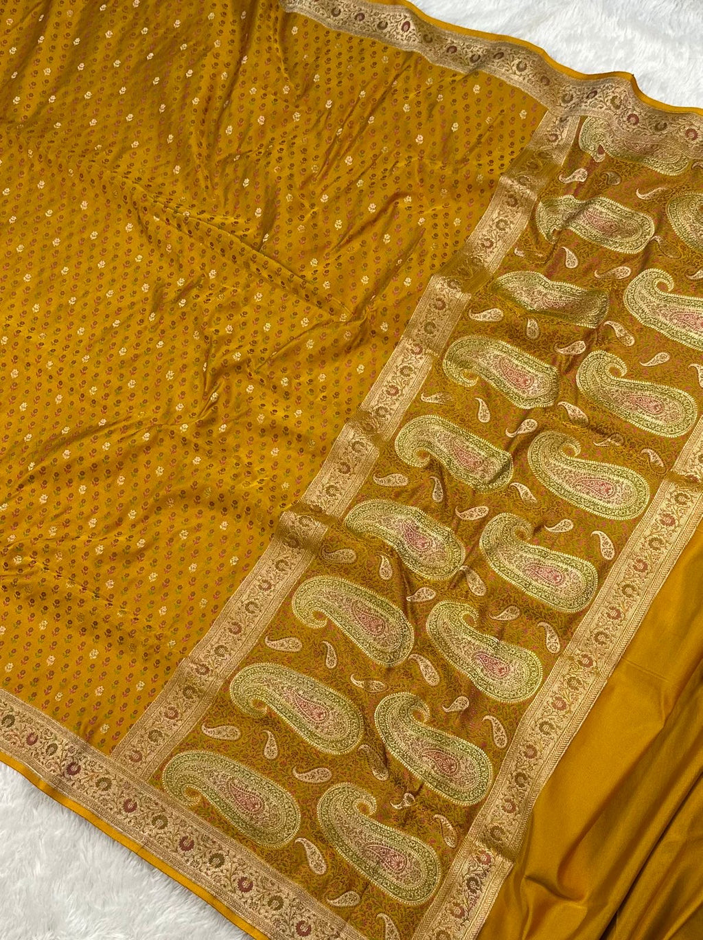 Jamawar Buti In Meenedar Satin Katan Silk Saree