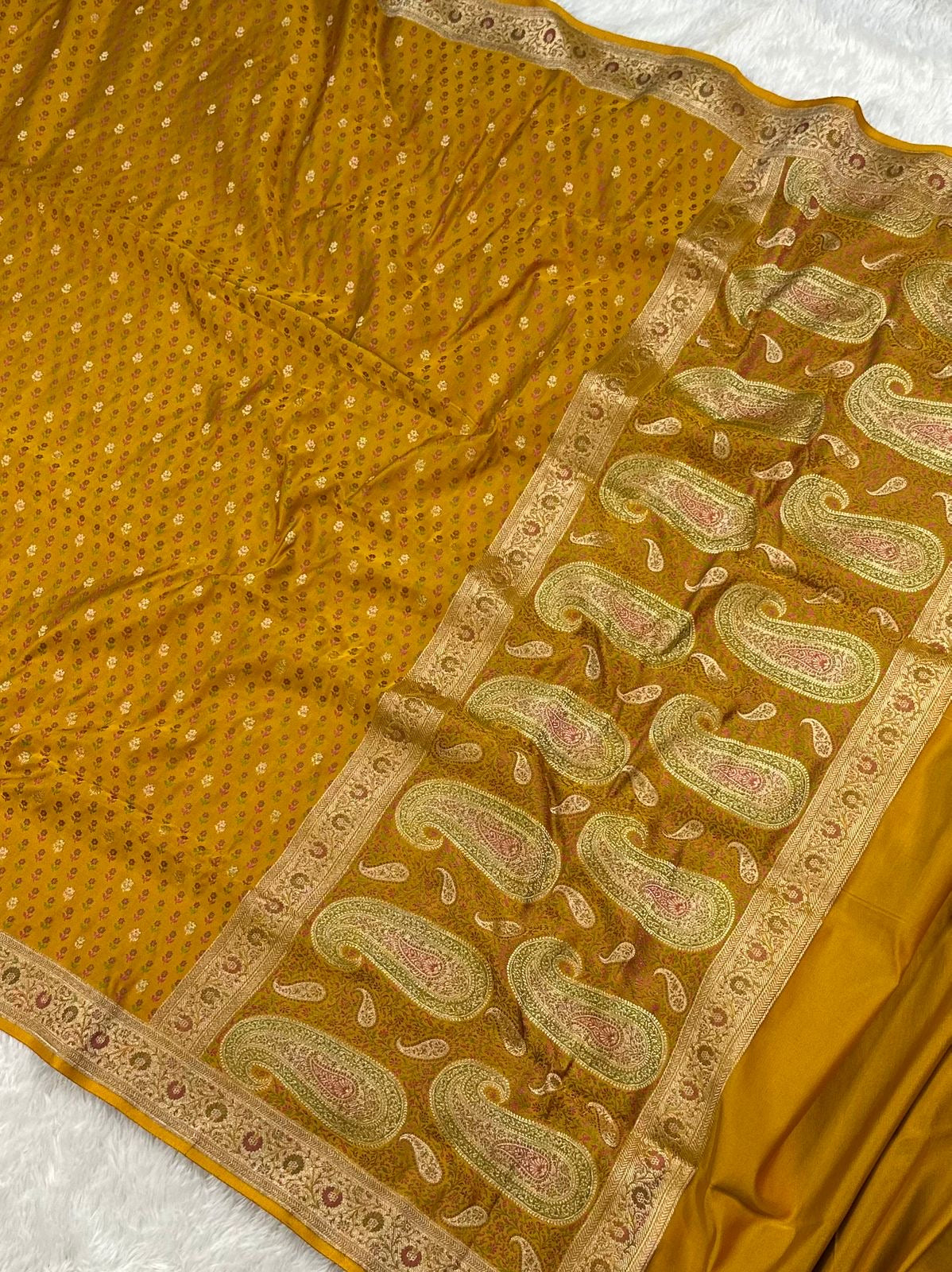 Jamawar Buti In Meenedar Satin Katan Silk Saree
