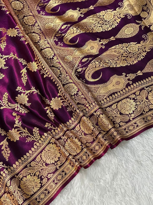 Bridal Wine Satin Silk Jaal Pattern
