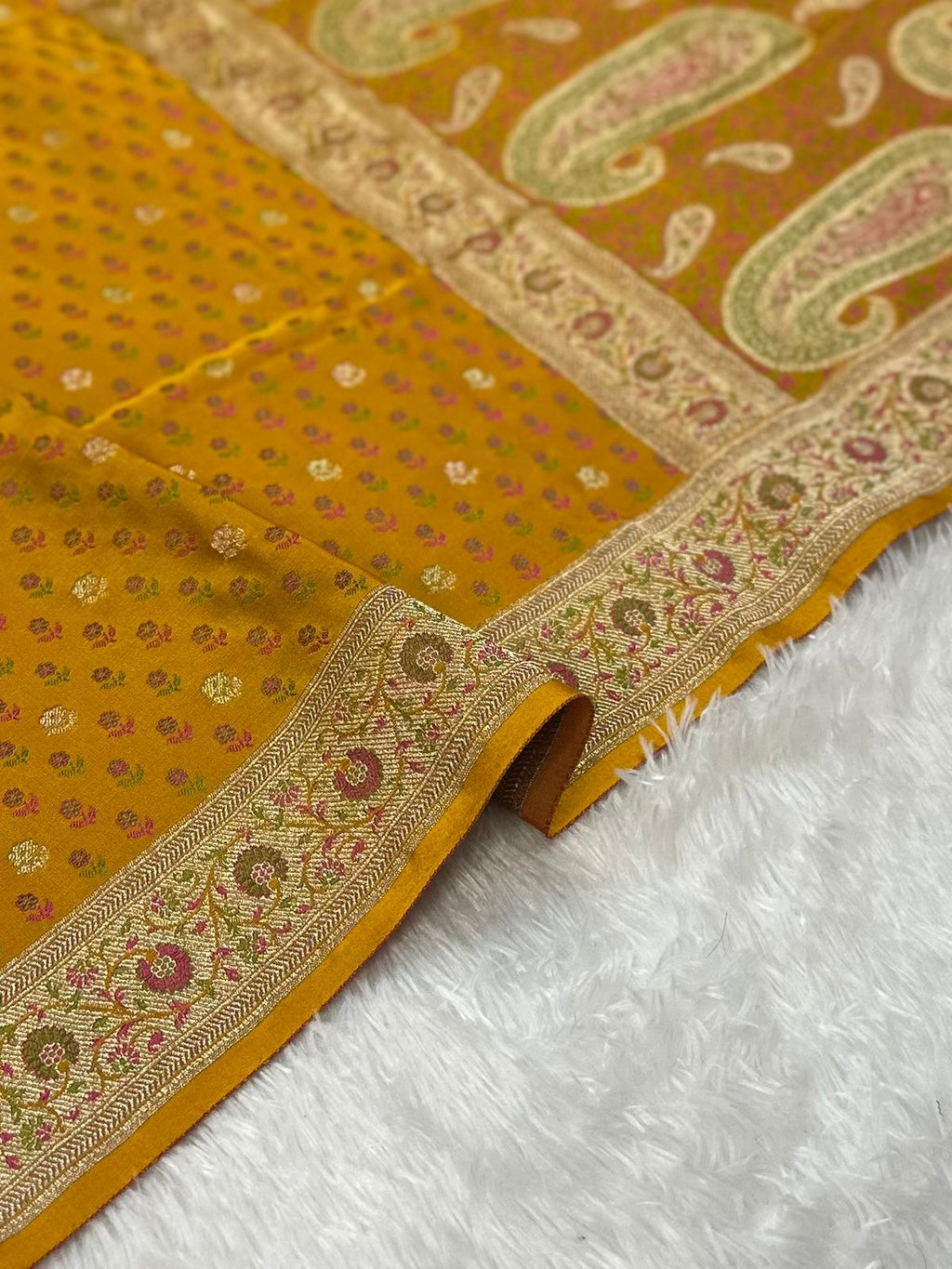 Jamawar Buti In Meenedar Satin Katan Silk Saree