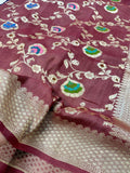 Pure Desi Tussar Baby Pink Meenakari Jangla Pattern