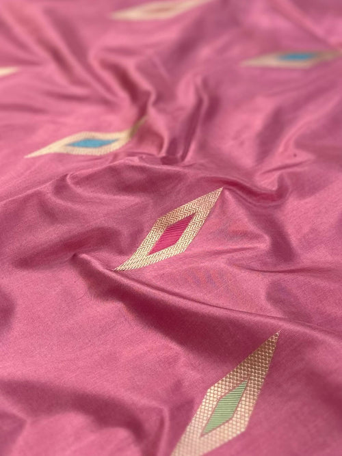 Baby Pink Pure Katan Kadua Banarasi Saree