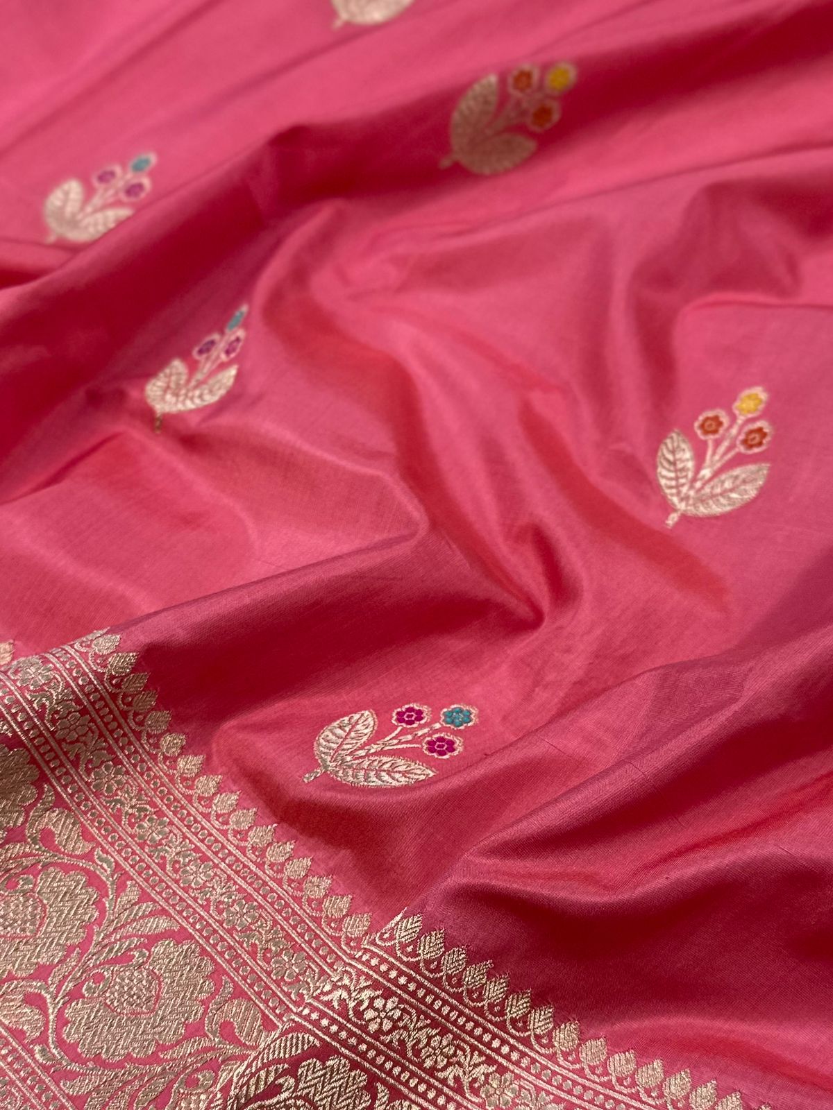 Baby Pink Handwoven Pure katan kadua Banarasi Silk Saree