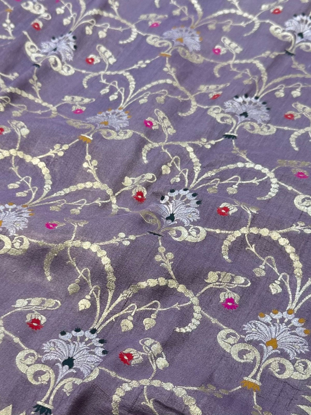 Pure Desi Tussar Light Purple Meenakari Jangla Pattern