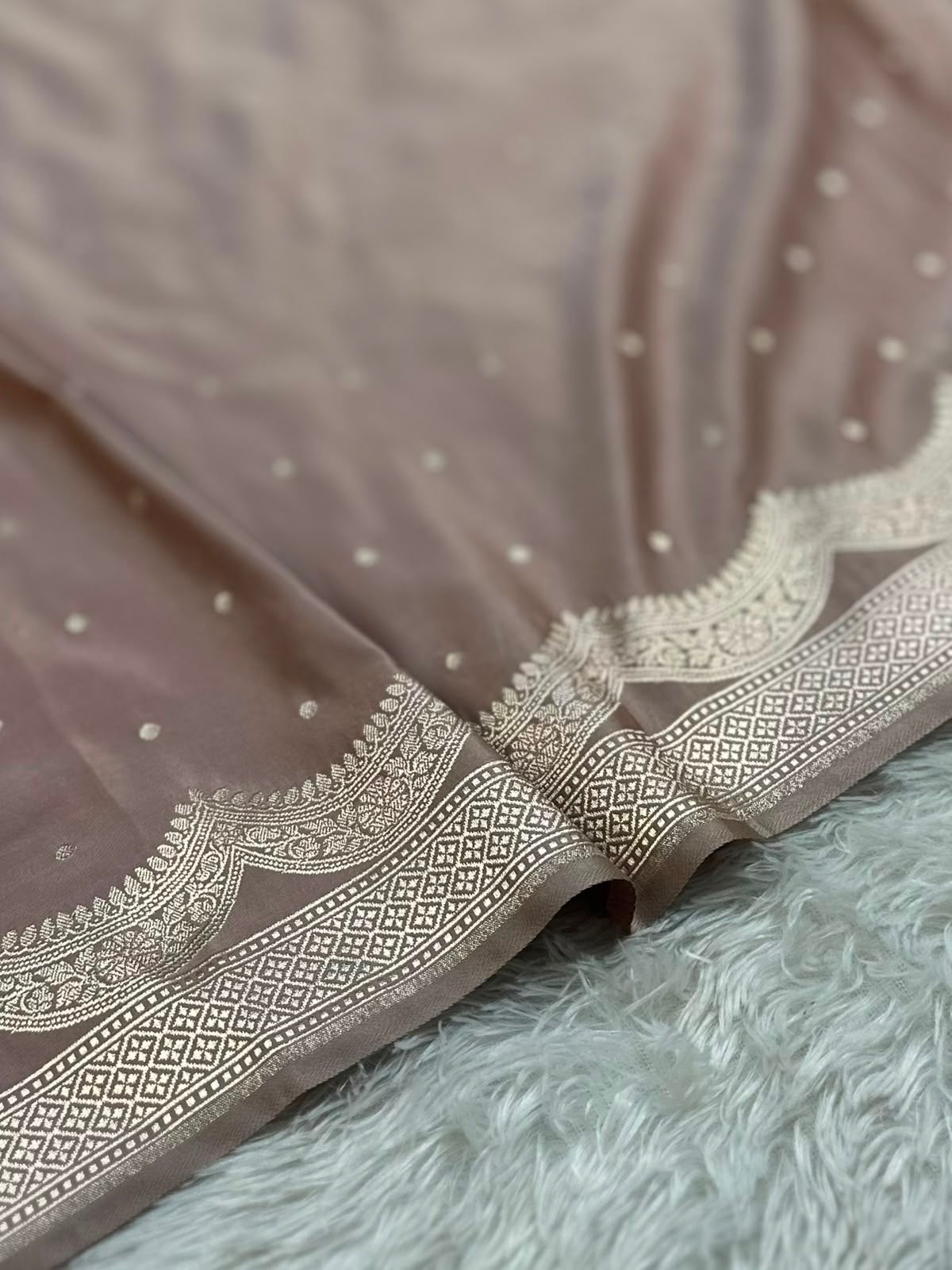 Taupe Brown Mashru Silk Banarasi Saree