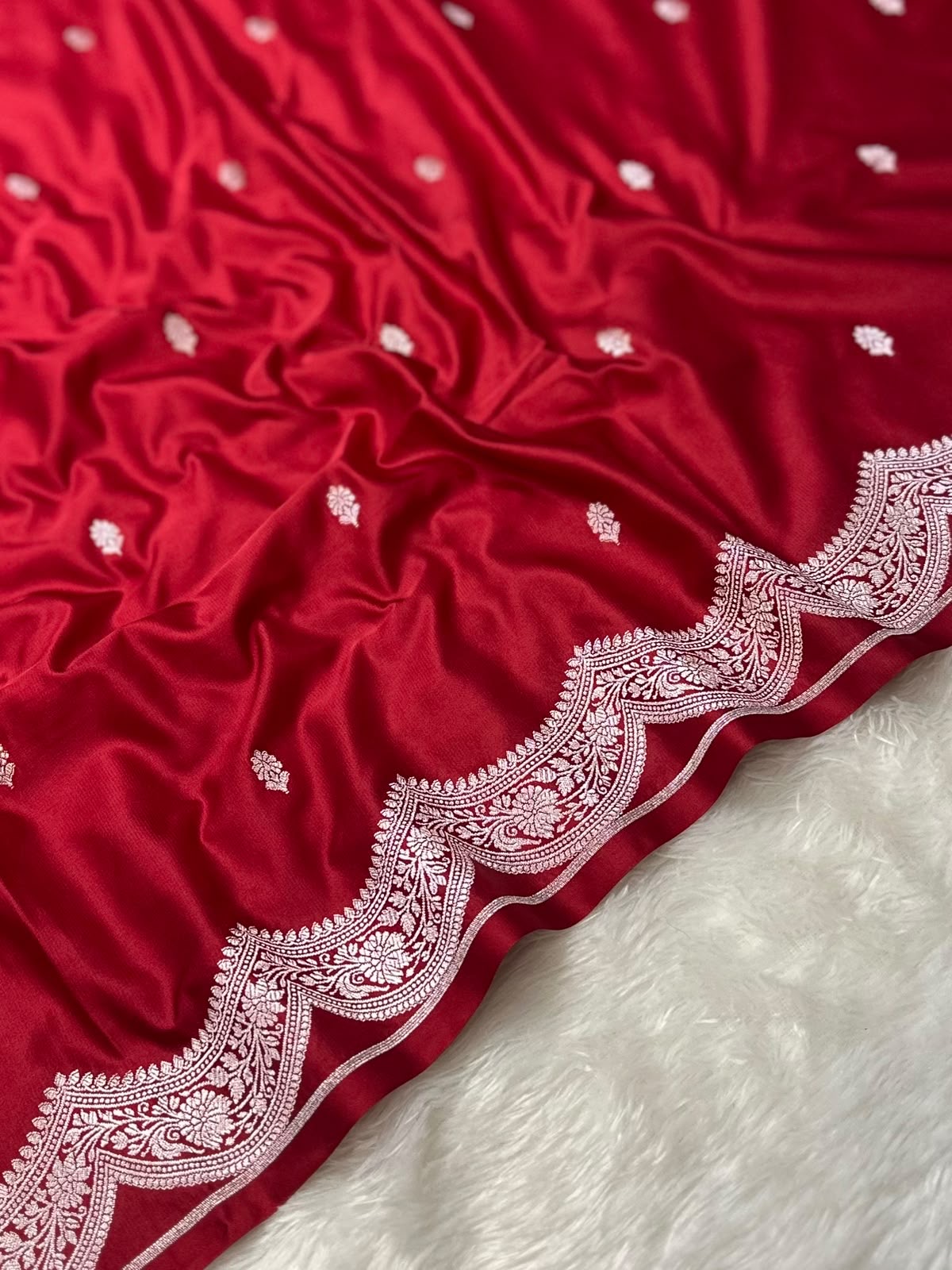 Bridal Red Buta Mashru Silk Banarasi Saree