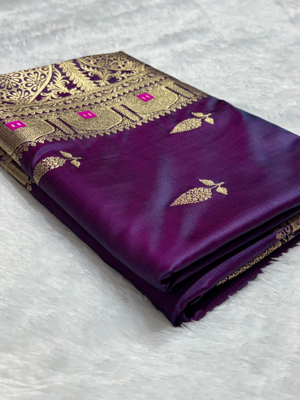 Mashru Banarasi Silk Saree in Buta with Meena Border
