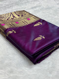 Mashru Banarasi Silk Saree in Buta with Meena Border