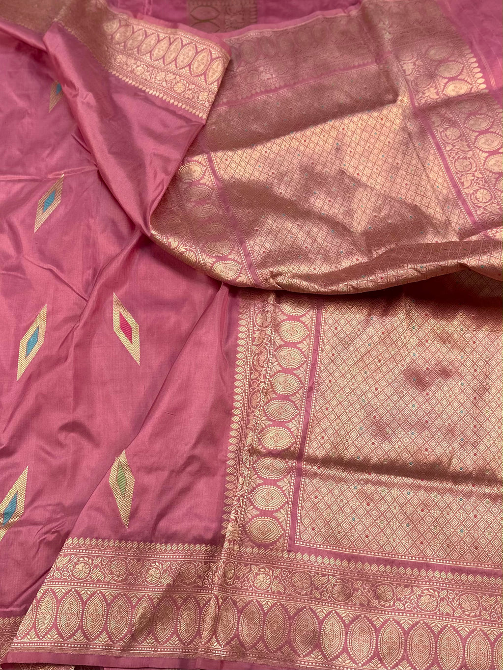 Baby Pink Pure Katan Kadua Banarasi Saree