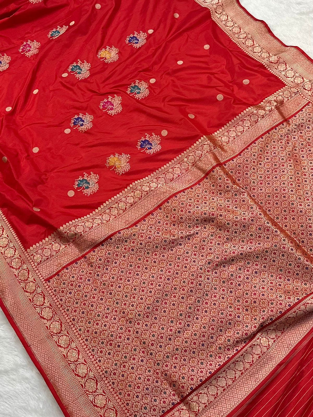 Red Handwoven Pure kadua Banarasi Silk Saree