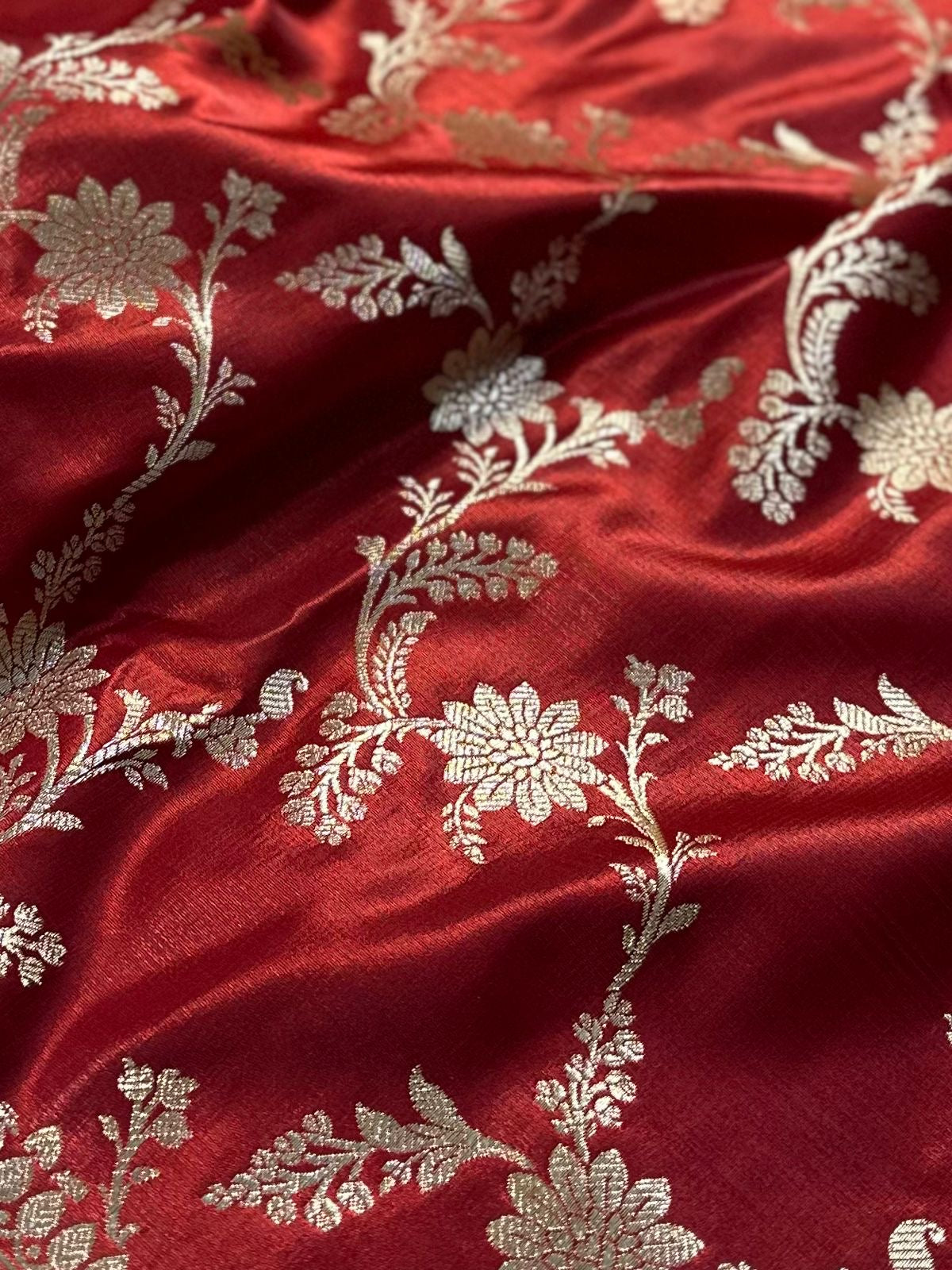 Bridal Red Satin Silk Banarasi Saree