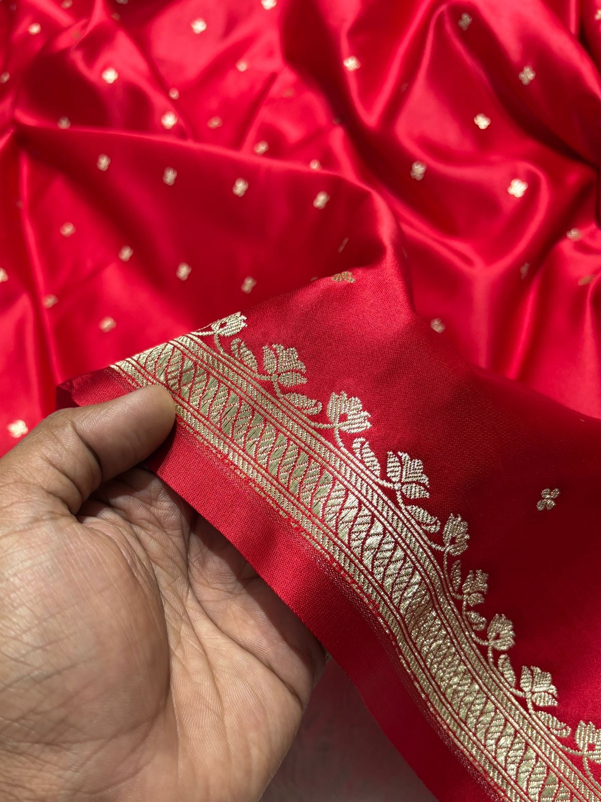 Bridal Red Mashru Silk Banarasi Saree