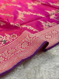 Rani Pink Pure Katan Silk Kadua Weave Banarasi Saree with Menakari Jaal Pattern